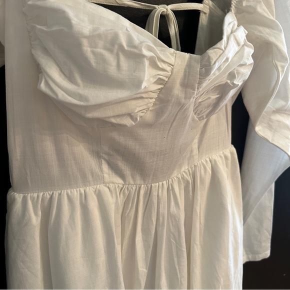 NWT Nasty Gal White Ruched Bust Tie Back Midi Dress | Size 2 - Picture 4 of 12